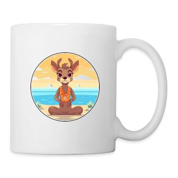Antilope Cartoon Yoga Strand Sommer Illustration - Tasse - Weiß - Rechts