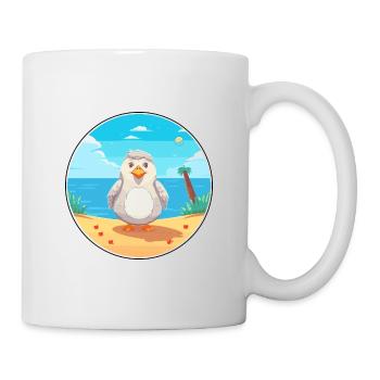 Vogel Cartoon Yoga Strand Sommer Illustration - Tasse - Weiß - Rechts