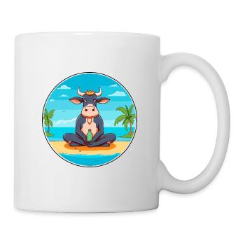 Vache Cartoon Yoga Plage Illustration D’été - Mug blanc - blanc - Droite