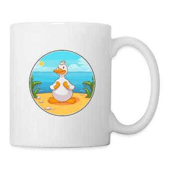 Ente Karikatur Yoga Strand Sommer Illustration - Tasse - Weiß - Rechts