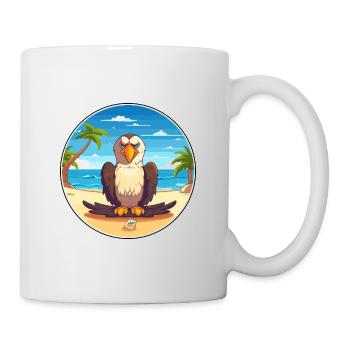 Eagle Cartoon Yoga Beach Summer Illustration - Mug - white - Right