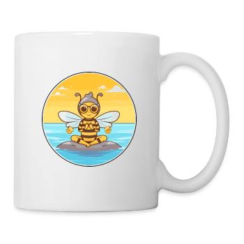 Abeille Cartoon Yoga Plage Illustration D’été - Mug blanc - blanc - Droite
