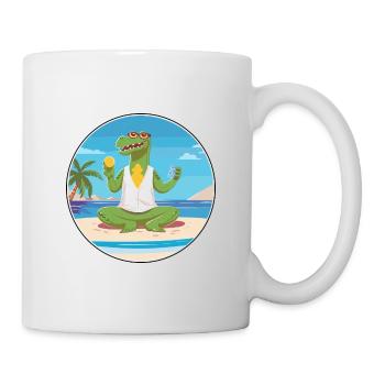 Crocodile Cartoon Yoga Beach Summer Illustration - Mug - white - Right