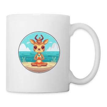 Cerf Cartoon Yoga Plage Illustration D’été - Mug blanc - blanc - Droite