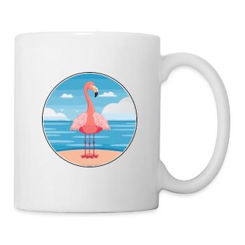Flamingo Cartoon Yoga Strand Sommer Illustration - Tasse - Weiß - Rechts
