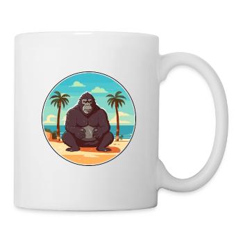 Gorilla Cartoon Yoga Strand Sommer Illustration - Tasse - Weiß - Rechts