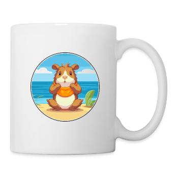 Guinea Pig Cartoon Yoga Beach Summer Illustration - Mug - white - Right