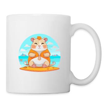 Hamster-Karikatur Yoga Strand Sommer Illustration - Tasse - Weiß - Rechts
