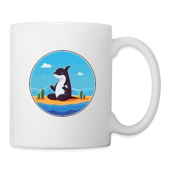 Orca Cartoon Yoga Beach Summer Illustration - Mug - white - Right
