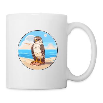 Falcon Cartoon Yoga Beach Summer Illustration - Mug - white - Right