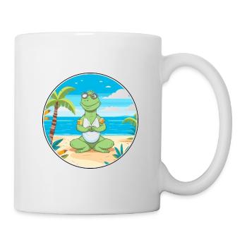 Iguana Cartoon Yoga Beach Summer Illustration - Mug - white - Right