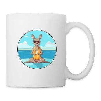 Kangourou Cartoon Yoga plage Illustration d’été - Mug blanc - blanc - Droite
