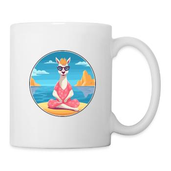 Llama Cartoon Yoga Beach Summer Illustration - Mug - white - Right