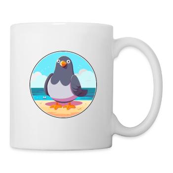 Taube Cartoon Yoga Strand Sommer Illustration - Tasse - Weiß - Rechts