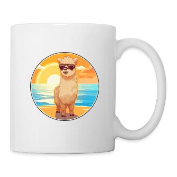 Alpaga drôle dessin animé Kawaii plage Illustration - Mug blanc - blanc - Droite