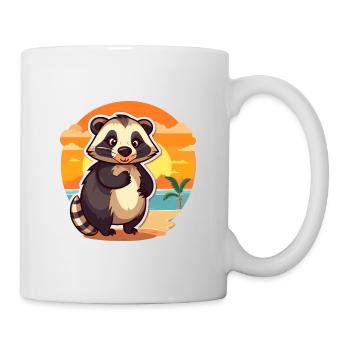 Blaireau drôle dessin animé Kawaii plage Illustration - Mug blanc - blanc - Droite