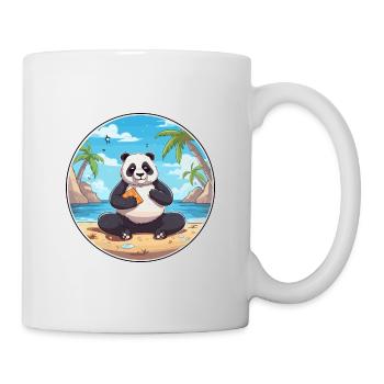 Panda-Cartoon-Yoga-Strand-Sommer-Illustration - Tasse - Weiß - Rechts