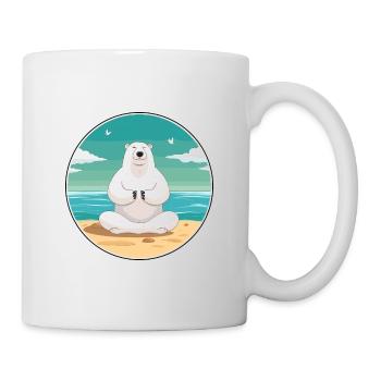 Ours Polaire Dessin Animé Yoga Plage Été Illustration - Mug blanc - blanc - Droite