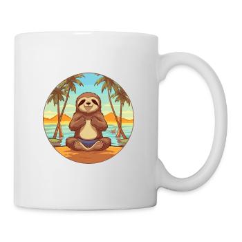 Sloth Cartoon Yoga Beach Summer Illustration - Mug - white - Right