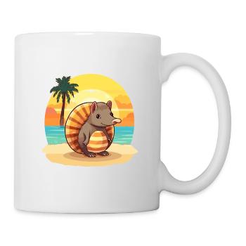 Armadillo Funny Cartoon Kawaii Beach Illustration - Mug - white - Right