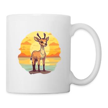 Antilope drôle de dessin animé kawaii plage illustration - Mug blanc - blanc - Droite