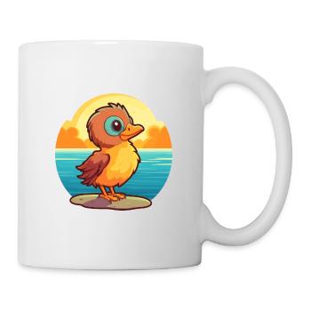 Vogel lustige Karikatur Kawaii Strand Illustration - Tasse - Weiß - Rechts