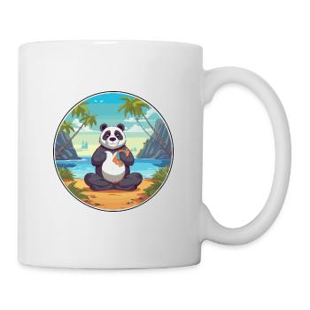 Panda Cartoon Yoga Strand Sommer Illustration - Tasse - Weiß - Rechts
