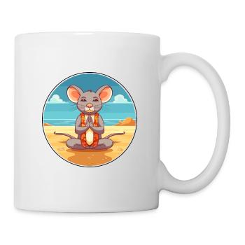 Maus Cartoon Yoga Strand Sommer Illustration - Tasse - Weiß - Rechts