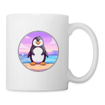 Penguin Cartoon Yoga Beach Summer Illustration - Mug - white - Right