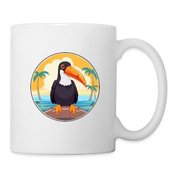 Toucan Cartoon Yoga Beach Summer Illustration - Mug - white - Right