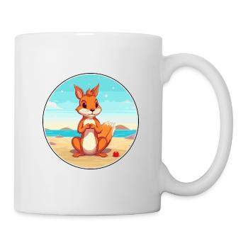 Squirrel Cartoon Yoga Beach Summer Illustration - Mug - white - Right