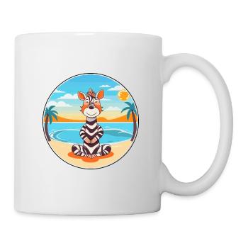 Zebra Cartoon Yoga Beach Summer Illustration - Mug - white - Right