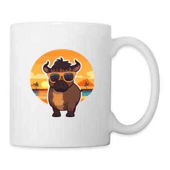 Buffalo Lustige Karikatur Kawaii Strand Illustration - Tasse - Weiß - Rechts