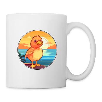 Huhn lustige Karikatur Kawaii Strand Illustration - Tasse - Weiß - Rechts