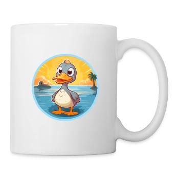 Duck Funny Cartoon Kawaii Beach Illustration - Mug - white - Right