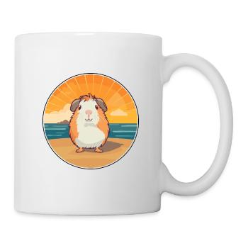 Cochon d'Inde drôle de dessin animé Kawaii plage Illustration - Mug blanc - blanc - Droite