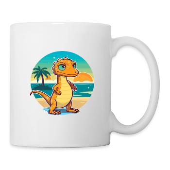 Lizard Funny Cartoon Kawaii Beach Illustration - Mug - white - Right