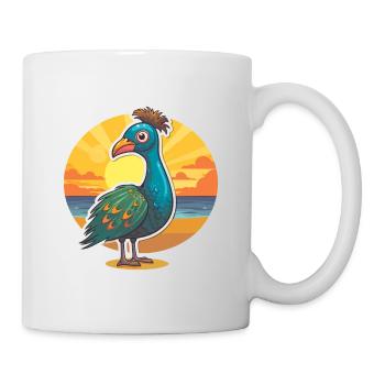 Peacock Funny Cartoon Kawaii Beach Illustration - Mug - white - Right