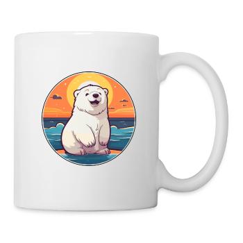 Eisbär Lustige Karikatur Kawaii Strand Illustration - Tasse - Weiß - Rechts