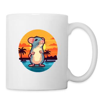Ratte Lustige Karikatur Kawaii Strand Illustration - Tasse - Weiß - Rechts