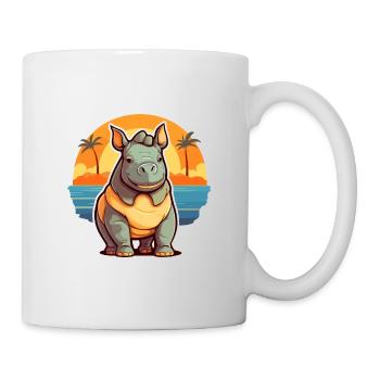 Nashorn Lustige Karikatur Kawaii Strand Illustration - Tasse - Weiß - Rechts