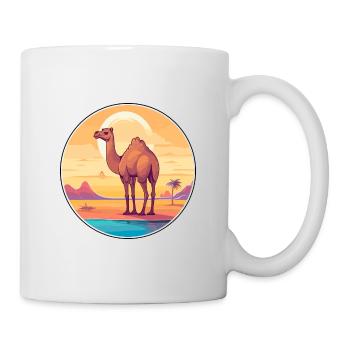 Camel Funny Cartoon Kawaii Beach Illustration - Mug - white - Right