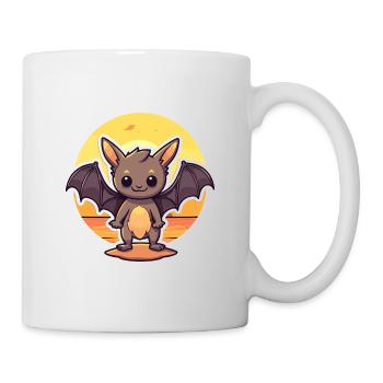 Bat Funny Cartoon Kawaii Beach Illustration - Mug - white - Right