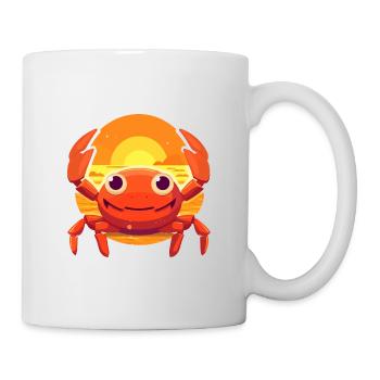 Crab Funny Cartoon Kawaii Beach Illustration - Mug - white - Right