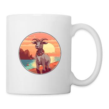 Chèvre Drôle Dessin Animé Kawaii Plage Illustration - Mug blanc - blanc - Droite