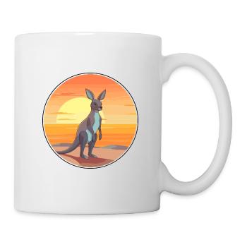 Kangaroo Funny Cartoon Kawaii Beach Illustration - Mug - white - Right
