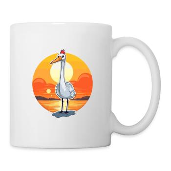 Grue Drôle De Dessin Animé Kawaii Plage Illustration - Mug blanc - blanc - Droite