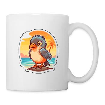 Kuckuck, lustige Cartoon-Kawaii-Strand-Illustration - Tasse - Weiß - Rechts