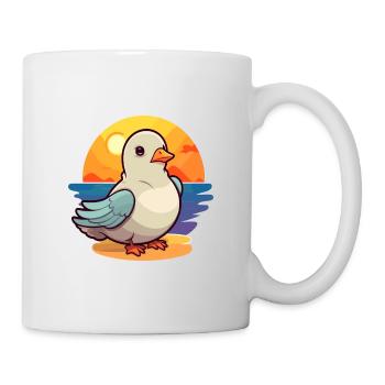 Dove Funny Cartoon Kawaii Beach Illustration - Mug - white - Right