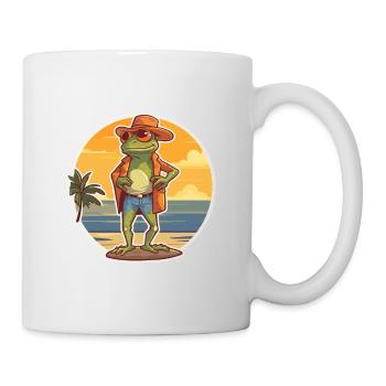 Grenouille drôle de dessin animé kawaii plage illustration - Mug blanc - blanc - Droite
